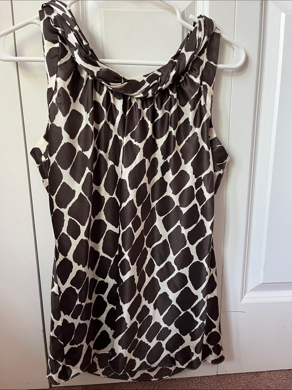Banana Republic Black and White Sleeveless Cowl Neck Blouse